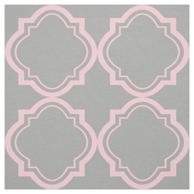 Rosa och Grått quatrefoil Geometric Mönster Tyg (Provkarta)