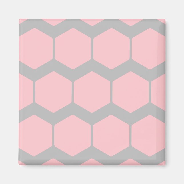 Rosa och Grått, Retro Geometric Zigzag Mönster. Magnet (Framsidan)