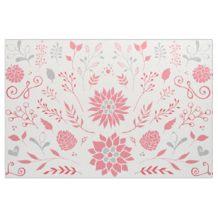 Rosa och Grått Rustic-Blommönster Tyg