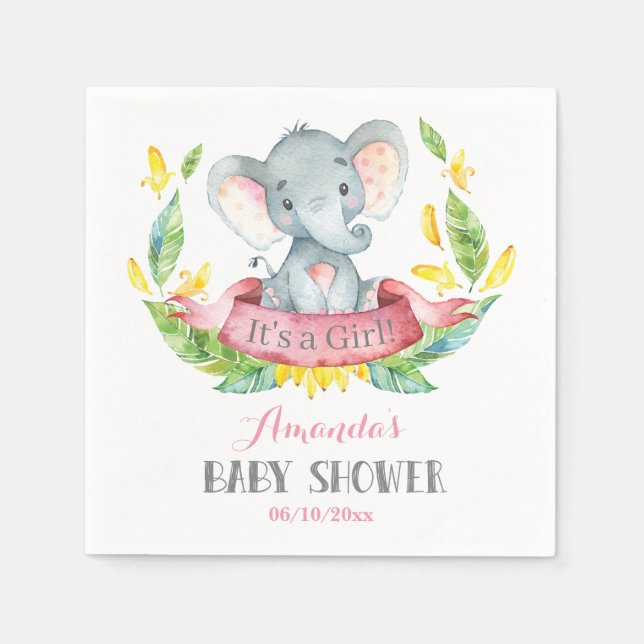 Rosa och Grått-servetter för flickelbarn Pappersservett (Framsidan)