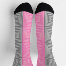 Rosa- och Grått-socklar med Geometric Mönster Unis