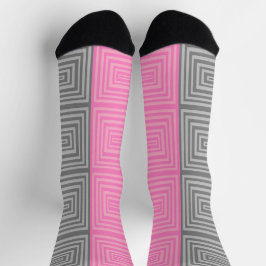 Rosa- och Grått-socklar med Geometric Mönster Unis