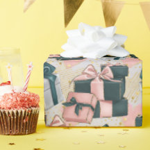 Rosa och Grått Söt Wrapped Presenter Birthday