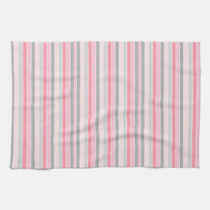 Rosa och Grått stripe Kökshandduk