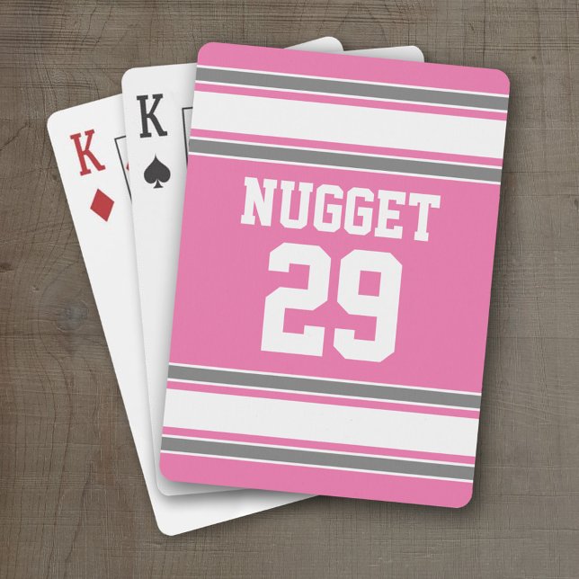 Rosa och Grått Team Jersey - Namn och enårsålder Casinokort (Personalized Playing Cards - Sports Jersey Design)