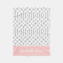 Rosa och Grått Trellis Monogram | Redigerbar Färg