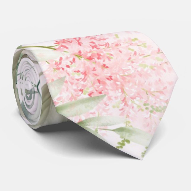  Rosa och Grey Löv Chic Bröllop Groom Slips (Rullad)