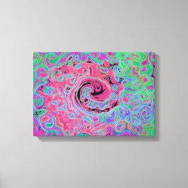 Rosa och grön Abstrakt för kalk, Retro Swirl Canvastryck