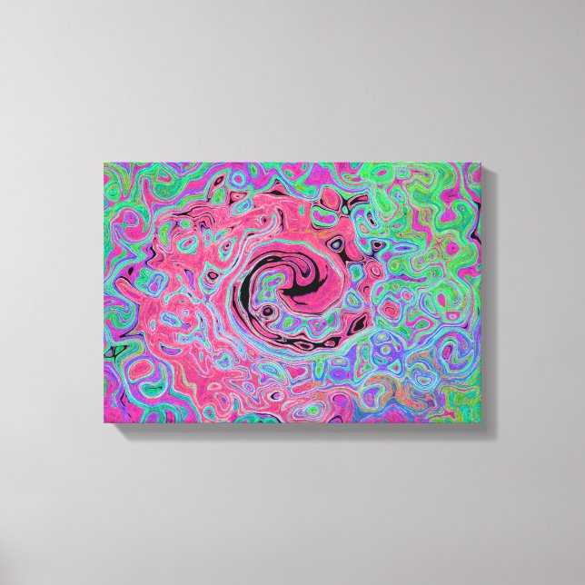 Rosa och grön Abstrakt för kalk, Retro Swirl Canvastryck (Framsida)