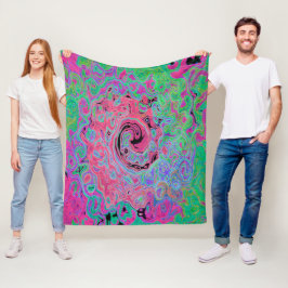 Rosa och grön Abstrakt för kalk, Retro Swirl Fleecefilt