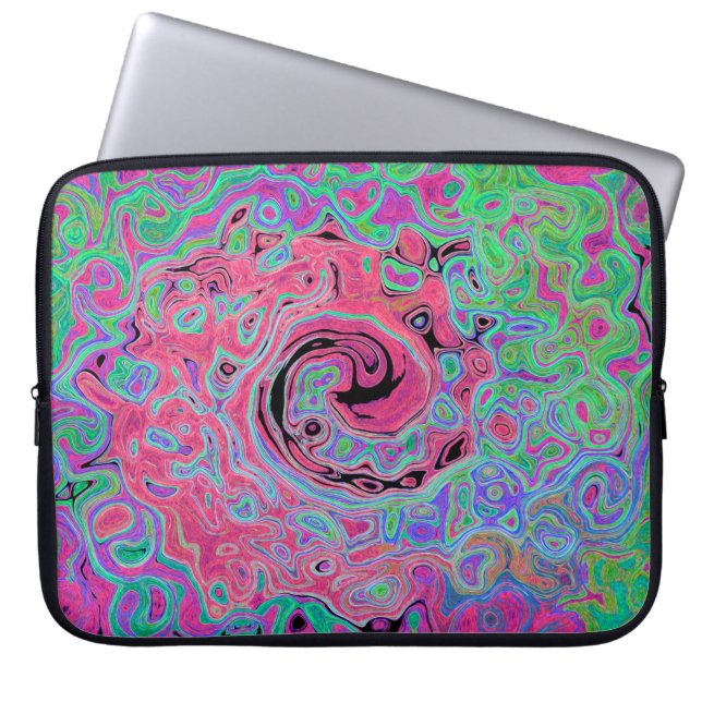 Rosa och grön Abstrakt för kalk, Retro Swirl Laptop Fodral (Framsidan)