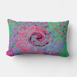 Rosa och grön Abstrakt för kalk, Retro Swirl Lumbarkudde