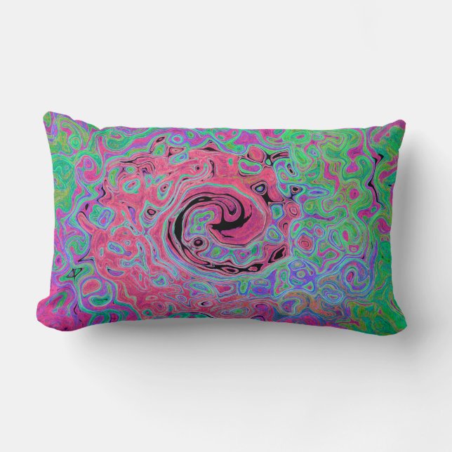 Rosa och grön Abstrakt för kalk, Retro Swirl Lumbarkudde (Framsida)