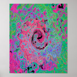 Rosa och grön Abstrakt för kalk, Retro Swirl Poster
