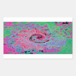 Rosa och grön Abstrakt för kalk, Retro Swirl Rektangulärt Klistermärke