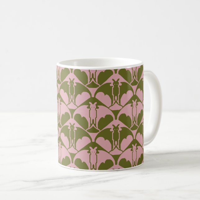 Rosa och grön Batty-kaffekopp Kaffemugg (Framsida höger)