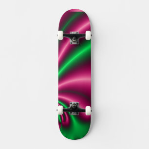 Rosa och grön blomsterflöde mini skateboard bräda 18,7 cm