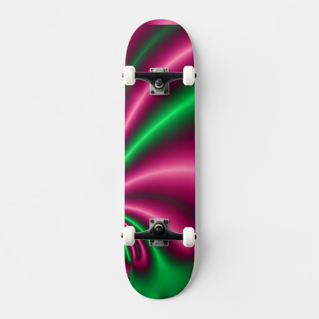 Rosa och grön blomsterflöde mini skateboard bräda 18,7 cm (Framsida)