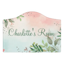 Rosa och grön blomstergut elegant barnkammare