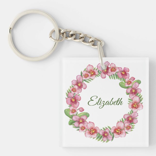 Rosa och grön blomsterkrans Personlig (Framsidan)