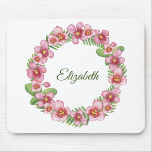 Rosa och grön blomsterkrans Personlig Musmatta