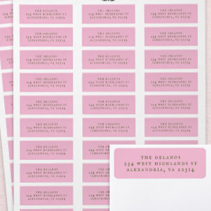 Rosa och grön enkel antik seriftext returadress etikett