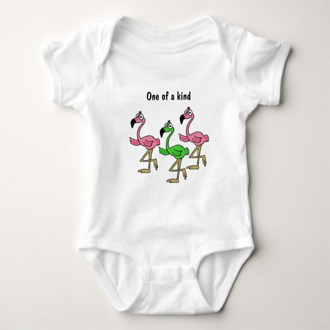 Rosa och grön Flamingosbabydräkt för AP T Shirt (Framsida)