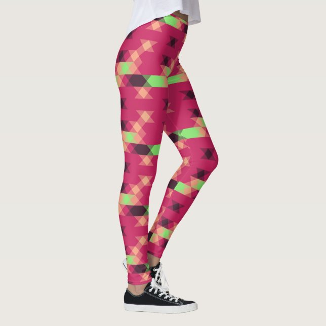 rosa och grön geometrisk leggings (Höger)