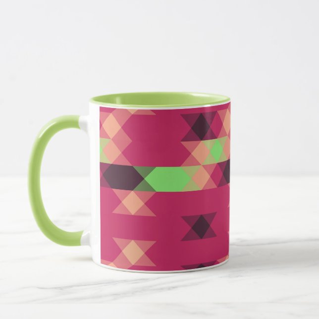 rosa och grön geometrisk mugg (Vänster)