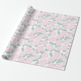Rosa och grön Hydrangea Blommig Presentpapper