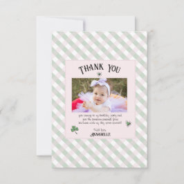 Rosa och grön irländsk barnkalas tack kort