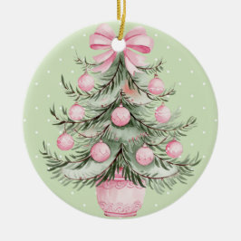 Rosa och Grön Julgransprydnad Keramik