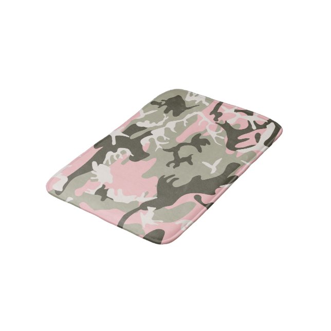 Rosa och grön kamouflage, militär, armé badrumsmatta (Vinklad)