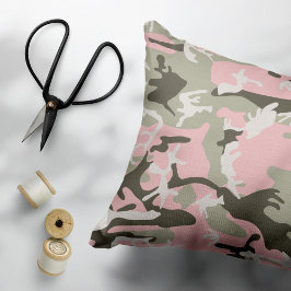 Rosa och grön kamouflage, militär, armé prydnadskudde