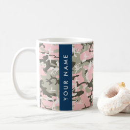 Rosa och grön kamouflage Personlig namn Anpassning Kaffemugg
