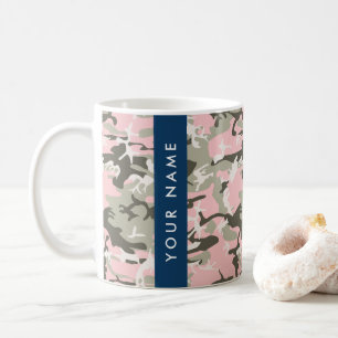 Rosa och grön kamouflage Personlig namn Anpassning Kaffemugg