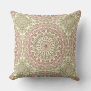 Rosa och grön mandalamönsterdesign kudde