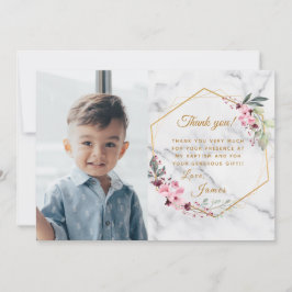 Rosa och Grön Minimalistisk Vit Marmor Tack Kort