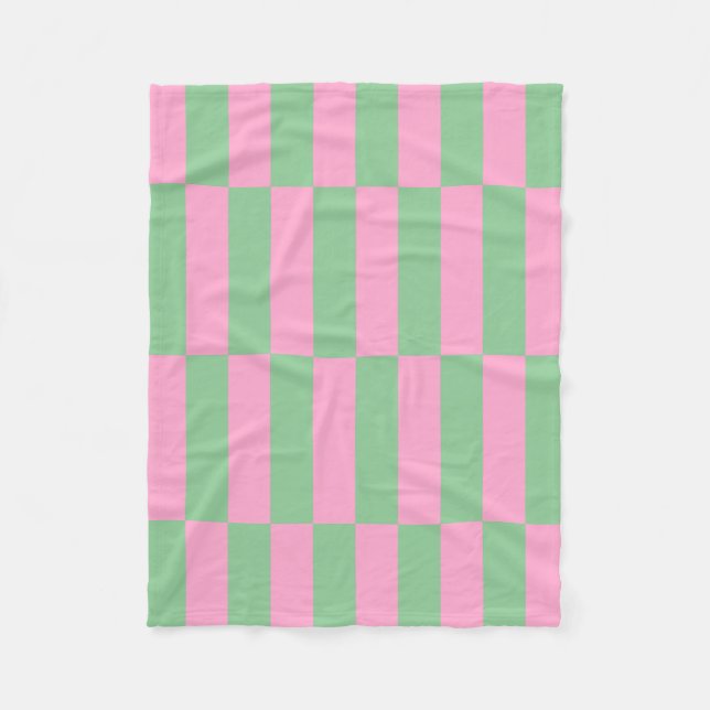 Rosa och grön randig geometrisk mönster fleecefilt (Framsidan)