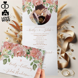 Rosa och grön ros boho blomsterbröllop