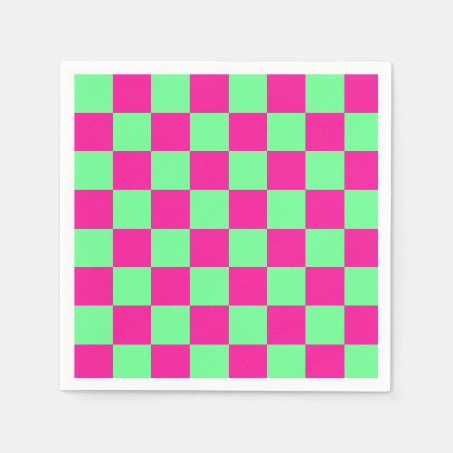 Rosa och grön rutig tryck pappersservett (Framsidan)