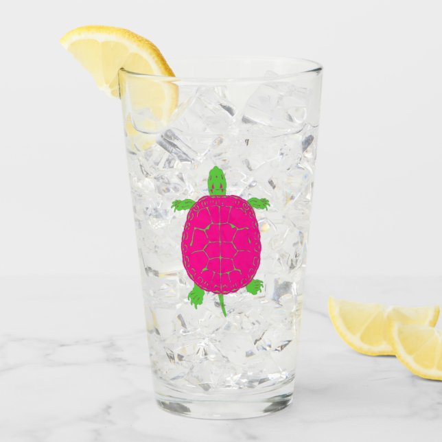 Rosa och grön sköldpaddsglas glaskopp (Framsida Ice)