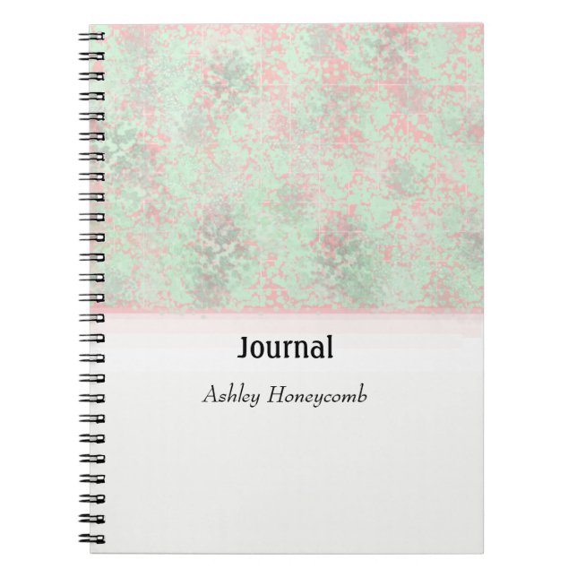 Rosa och grön stänkig abstrakt journal anteckningsbok (Framsidan)