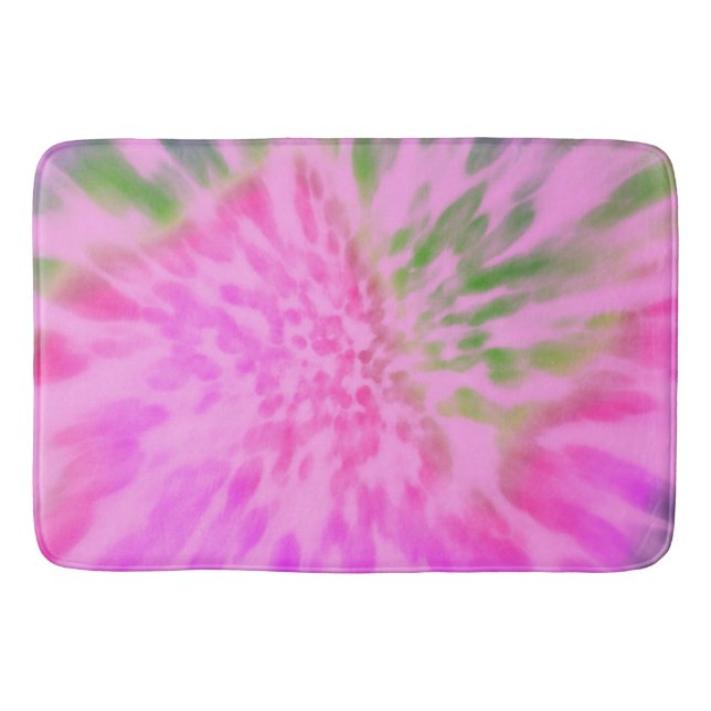 rosa och grön tie dye   badrumsmatta (Framsidan)