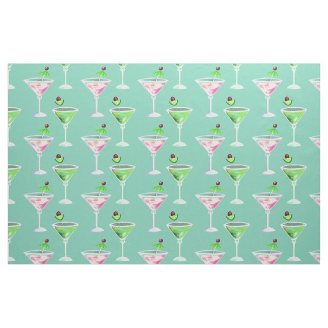 Rosa och gröna cocktails tyg (Fat Quarter)