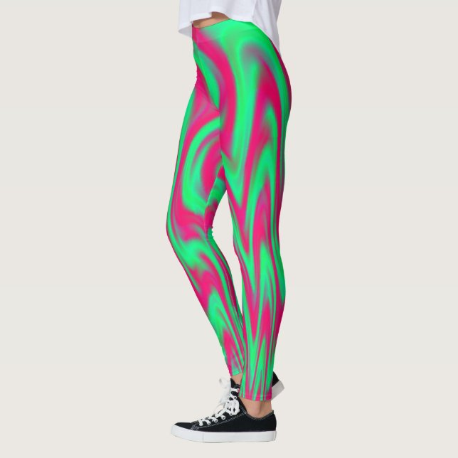 Rosa och gröna dansande lågor leggings (Vänster)