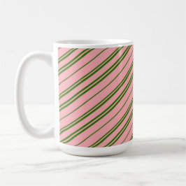 Rosa och gröna godisrandiga ränder kaffemugg