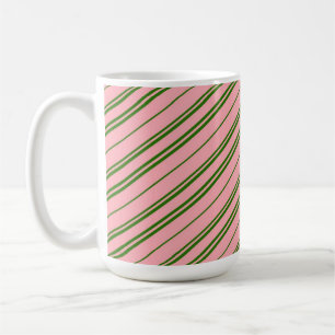 Rosa och gröna godisrandiga ränder kaffemugg