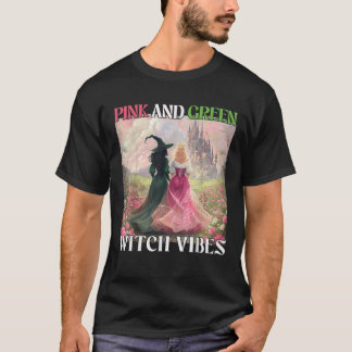 Rosa och gröna häxstämningar Halloween Häxor Kvinn T Shirt