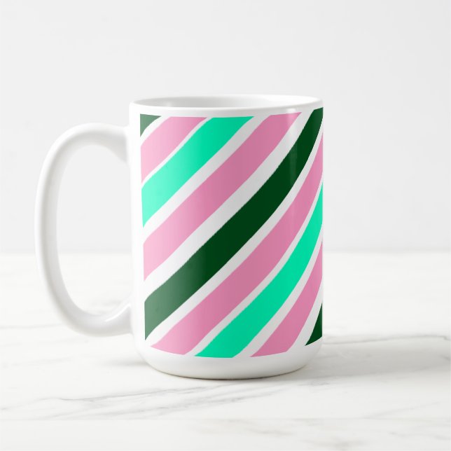 Rosa och gröna julgodisränder  kaffemugg (Vänster)